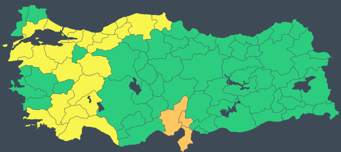 26 il için "sarı" ve "turuncu" uyarı: Kuvvetli yağışa dikkat